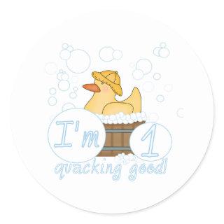 Quacking Good 1st Birthday Classic Round Sticker
