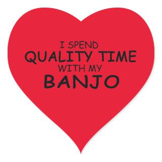 Quality Time Banjo Heart Sticker