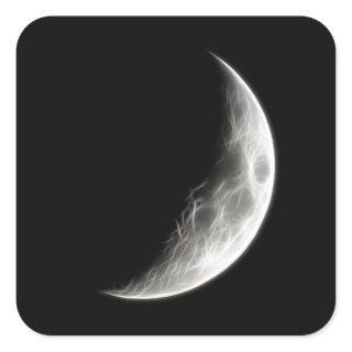 Quarter Moon Lunar Planet Globe Square Sticker