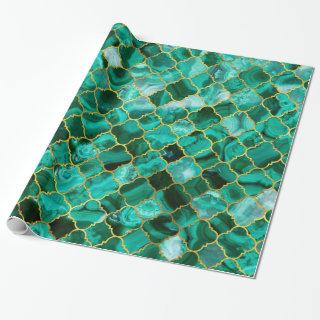 Quatrefoil Moroccan Pattern Green Malachite