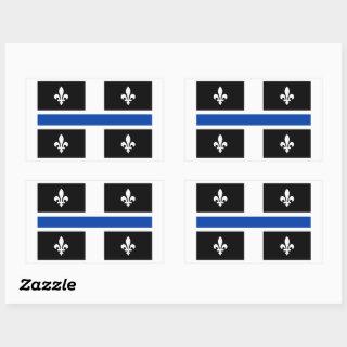 Quebec Flag Blue Line Fleur de Lys Graphic Art on Rectangular Sticker