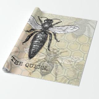 Queen Bee Bug Insect Antique Illustration