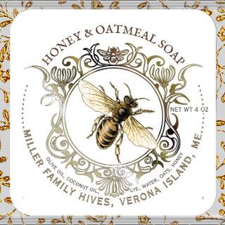 Queen Bee Gold Ornate Frame Honey Soap Label