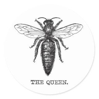Queen Bee Illustration Classic Drawing Classic Round Sticker