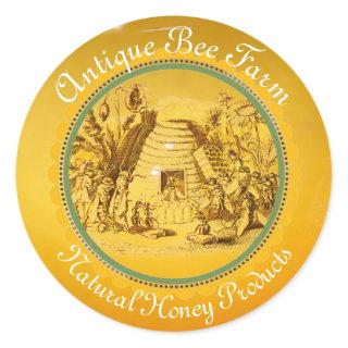 QUEEN OF THE HONEY BEES IN SKEP / BEEKEEPER Circle Classic Round Sticker