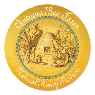 QUEEN OF THE HONEY BEES IN SKEP / BEEKEEPER Circle Classic Round Sticker