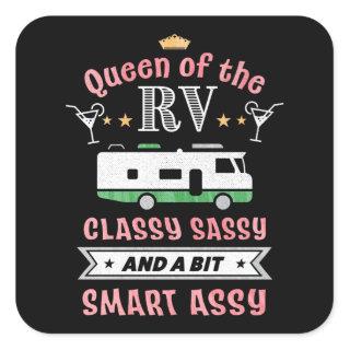 Queen of the RV - Funny Gift for Women Camper Wife Square Sticker