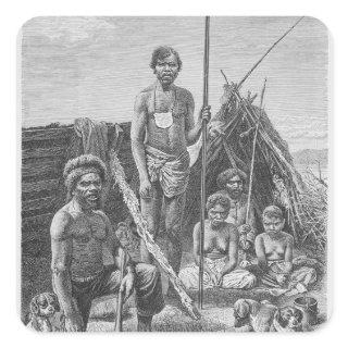 Queensland aborigines engraved from a photograph square sticker