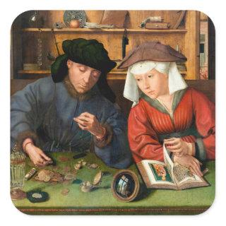 Quentin Matsys - The Moneylender and His Wife Square Sticker
