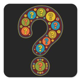 Question Mark Dark Red Artful Image Punctuation Square Sticker