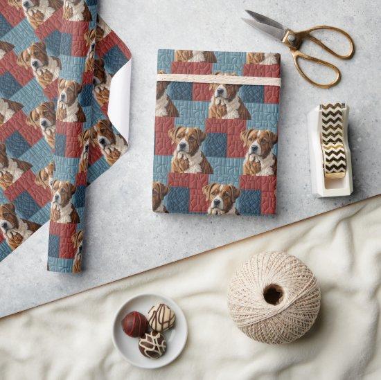 Quilted Dog On Patchwork Pattern