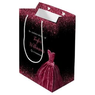 Quinceanera Plum Purple Dress Faux Glitter Medium Gift Bag