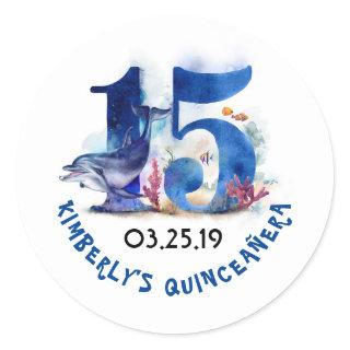 Quinceañera Under the Sea 15th Birthday Classic Round Sticker