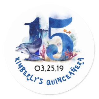 Quinceañera Under the Sea 15th Birthday Classic Round Sticker