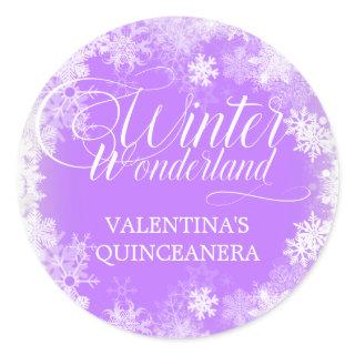 Quinceanera Winter Wonderland Snowflake Favor Classic Round Sticker