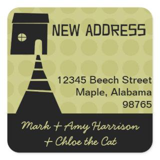 Quirky Fun New Address Avocado Square Sticker