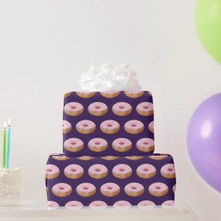 Quirky Pink Glazed Donuts Pattern Purple