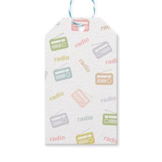 Quirky radios in muted colors gift tags