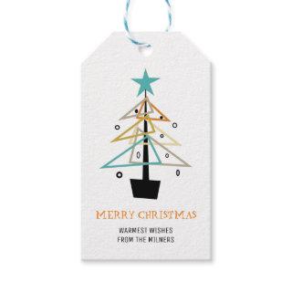 Quirky Vintage Christmas Tree Mid Century Retro Gift Tags