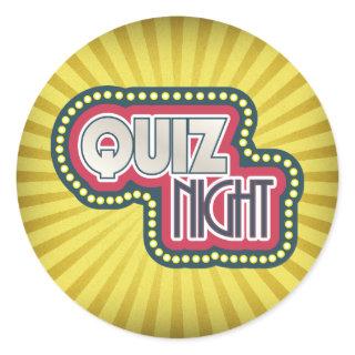Quiz Night Trivia Party Yellow Sunburst Classic Round Sticker