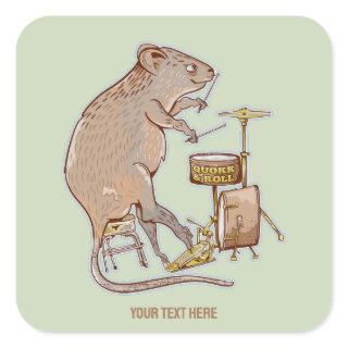 Quokka Playing Drums Square Sticker