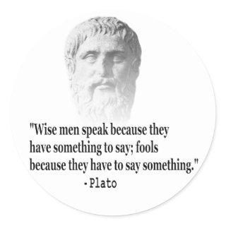 Quote By Plato Classic Round Sticker