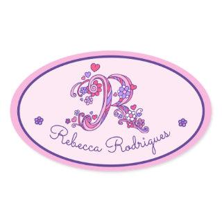 R monogram custom name id pink stickers