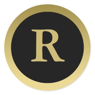 R :: Monogram R Elegant Gold and Black Stickers