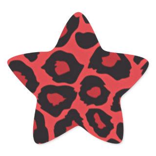 RAB Rockabilly Leopard Print Red Black Star Sticker