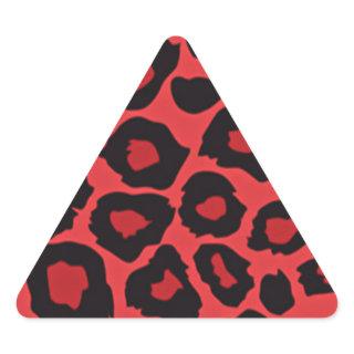 RAB Rockabilly Leopard Print Red Black Triangle Sticker