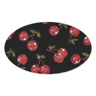 RAB Rockabilly Very Cherry Cherries On Black Oval Sticker