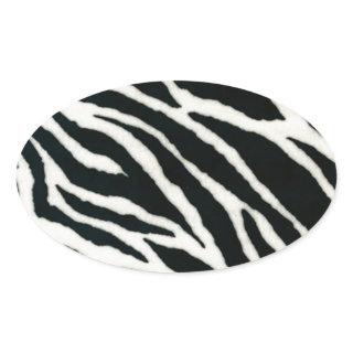 RAB Rockabilly Zebra Print Black & White Oval Sticker