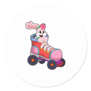 Rabbit as Inline Skater with Inline Skates Classic Round Sticker