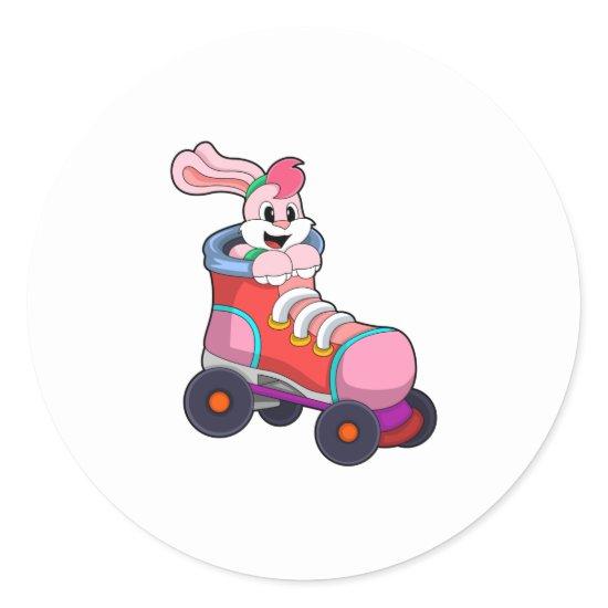 Rabbit as Inline Skater with Inline Skates Classic Round Sticker