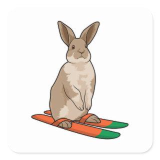 Rabbit as Skier with Ski Square Sticker