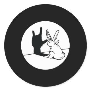 Rabbit Asl Hand Gesture Deaf Hearing Loss Awarenes Classic Round Sticker