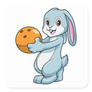 Rabbit at Bowling with Bowling ball Square Sticker