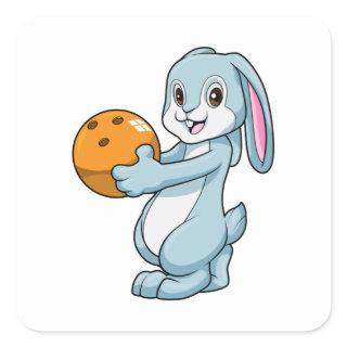 Rabbit at Bowling with Bowling ball Square Sticker