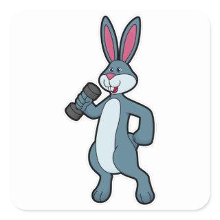 Rabbit at Strength training with Dumbbell Square Sticker