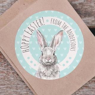 Rabbit Bunny Hoppy Easter Cute Spring Animal art Classic Round Sticker