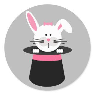 Rabbit in a Hat Magician Sticker - Pink