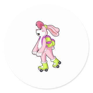 Rabbit with Roller skates Classic Round Sticker