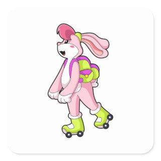 Rabbit with Roller skates Square Sticker