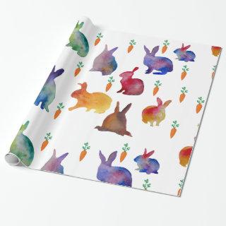 Rabbits and carrots  watercolo art