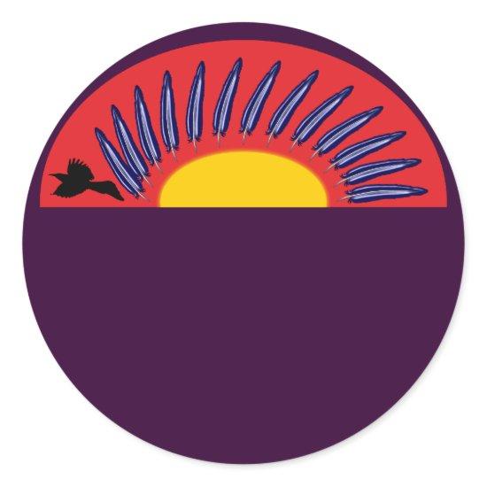Raben Federn Kreis raven feather circle Classic Round Sticker