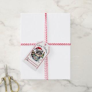 Raccoon celebrates Christmas joyfully! Gift Tags