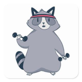 Raccoon Workout Square Sticker