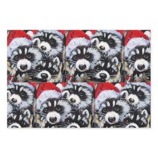 Raccoons Christmas Santa Hat Original Art  Sheets