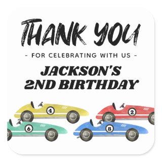 Race Car Birthday Thank You Square Sticker