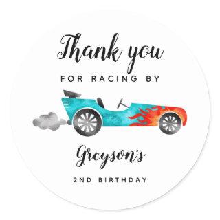 Race Car Boy Birthday Party  Classic Round Sticker